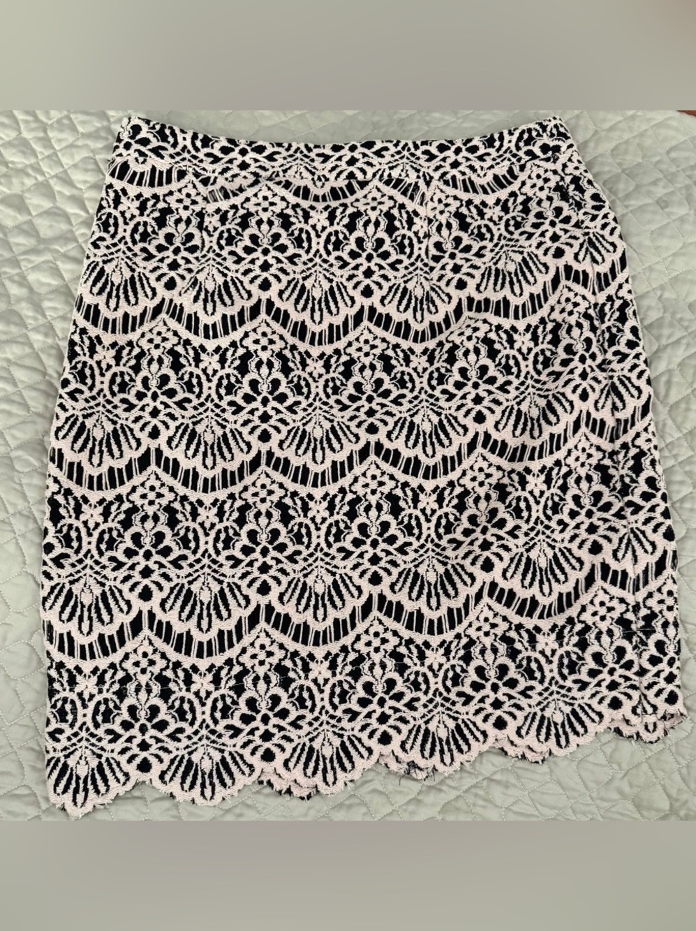 Halogen Lace Mini Skirt Black & Pink Size 6P Like New
